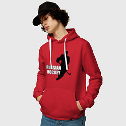Толстовка-худи хлопковая мужская Russian Red Hockey, цвет: красный — фото 2