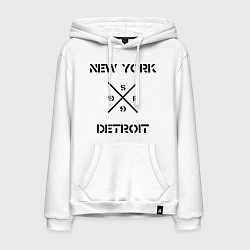 Толстовка-худи хлопковая мужская NY Detroit, цвет: белый