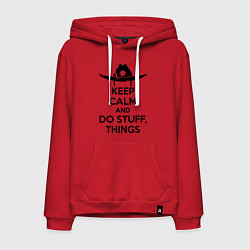 Толстовка-худи хлопковая мужская Keep Calm & Do Stuff Things, цвет: красный