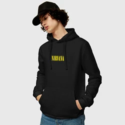 Толстовка-худи хлопковая мужская Nirvana Нирвана Логотип, цвет: черный — фото 2