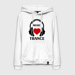 Толстовка-худи хлопковая мужская Trance Music is Love, цвет: белый