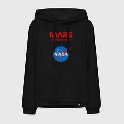 Толстовка-худи хлопковая мужская Nasa Mars mission, цвет: черный