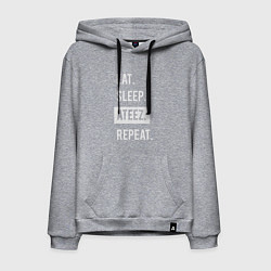 Толстовка-худи хлопковая мужская ЕСТЬ СПАТЬ ATEEZ ПОВТОРИТЬ, цвет: меланж