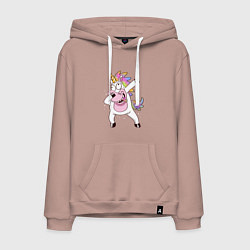 Толстовка-худи хлопковая мужская Dabbing Unicorn, цвет: пыльно-розовый