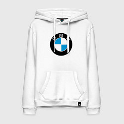 Толстовка-худи хлопковая мужская BMW, цвет: белый