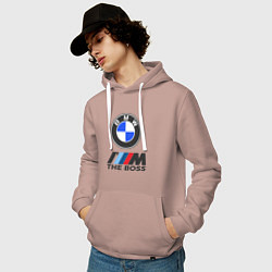 Толстовка-худи хлопковая мужская BMW BOSS, цвет: пыльно-розовый — фото 2
