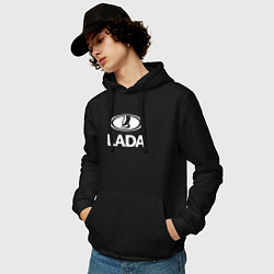Толстовка-худи хлопковая мужская Lada, цвет: черный — фото 2