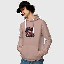 Толстовка-худи хлопковая мужская Ice Cube, цвет: пыльно-розовый — фото 2
