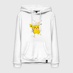 Толстовка-худи хлопковая мужская Pikachu, цвет: белый