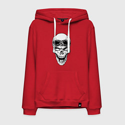 Толстовка-худи хлопковая мужская Skull and glasses, цвет: красный