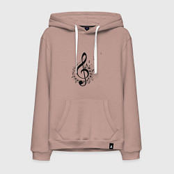 Мужская толстовка-худи Скрипичный ключ ноты по кругу