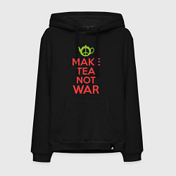 Толстовка-худи хлопковая мужская Make tea not war, цвет: черный