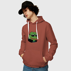 Толстовка-худи хлопковая мужская Pepe в очках EZ, цвет: кирпичный — фото 2