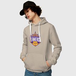 Толстовка-худи хлопковая мужская Los Angeles Lakers, цвет: миндальный — фото 2