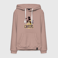 Толстовка-худи хлопковая мужская LeBron - Lakers, цвет: пыльно-розовый
