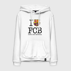 Толстовка-худи хлопковая мужская Barcelona FC, цвет: белый