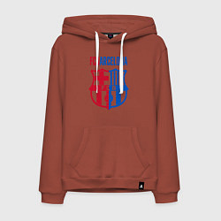 Толстовка-худи хлопковая мужская Barcelona FC, цвет: кирпичный