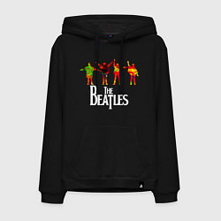 Толстовка-худи хлопковая мужская The Beatles абстрактные краски, цвет: черный