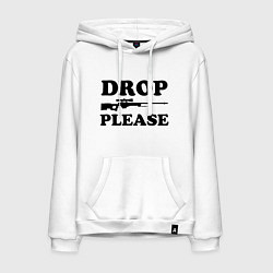 Толстовка-худи хлопковая мужская Drop Please, цвет: белый