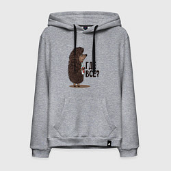Толстовка-худи хлопковая мужская Где все?, цвет: меланж