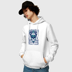 Толстовка-худи хлопковая мужская Skull Art, цвет: белый — фото 2