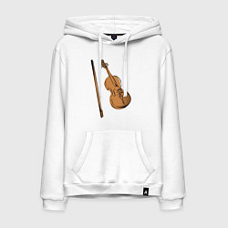 Толстовка-худи хлопковая мужская Скрипка, цвет: белый