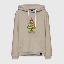 Толстовка-худи хлопковая мужская Avocado Christmas Tree, цвет: миндальный