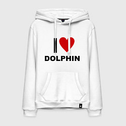 Толстовка-худи хлопковая мужская I love Dolphin, цвет: белый
