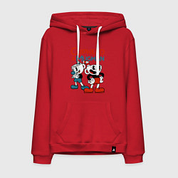 Толстовка-худи хлопковая мужская Cuphead & Mugman, цвет: красный