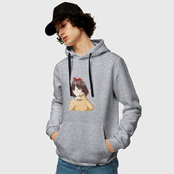 Толстовка-худи хлопковая мужская Милая аниме девочка в свитере, цвет: меланж — фото 2