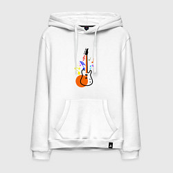 Толстовка-худи хлопковая мужская Цветная гитара, цвет: белый