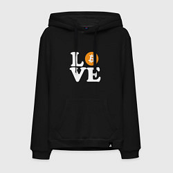 Толстовка-худи хлопковая мужская LOVE BITCOIN БИТКОИН БИТОК, цвет: черный