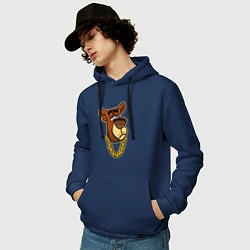 Толстовка-худи хлопковая мужская Крутой медведь, цвет: тёмно-синий — фото 2