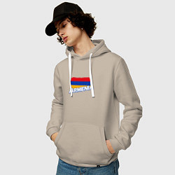 Толстовка-худи хлопковая мужская Armenia Flag, цвет: миндальный — фото 2