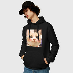 Толстовка-худи хлопковая мужская Мем про котов, цвет: черный — фото 2