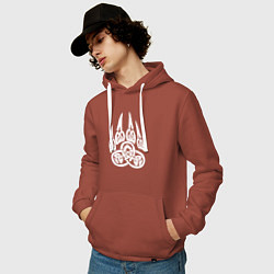 Толстовка-худи хлопковая мужская Символ Велеса Медвежья лапа, цвет: кирпичный — фото 2