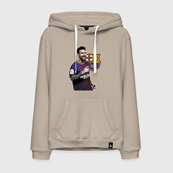 Толстовка-худи хлопковая мужская Lionel Messi Barcelona Argentina, цвет: миндальный