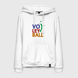 Толстовка-худи хлопковая мужская Game Volleyball, цвет: белый