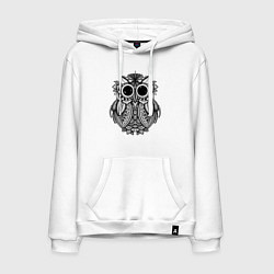 Толстовка-худи хлопковая мужская Owl, цвет: белый
