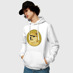 Толстовка-худи хлопковая мужская Dogecoin, цвет: белый — фото 2