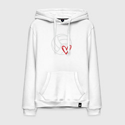 Толстовка-худи хлопковая мужская Love Volleyball, цвет: белый