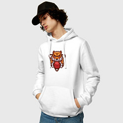 Толстовка-худи хлопковая мужская Basketball Tiger, цвет: белый — фото 2