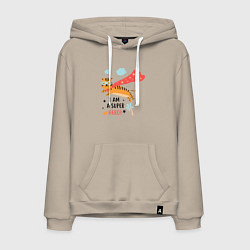 Толстовка-худи хлопковая мужская Я Супергерой, цвет: миндальный