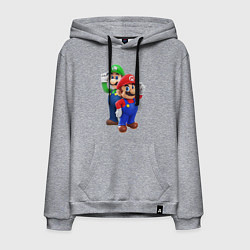 Толстовка-худи хлопковая мужская Mario Bros, цвет: меланж