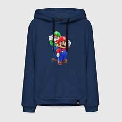 Толстовка-худи хлопковая мужская Mario Bros, цвет: тёмно-синий