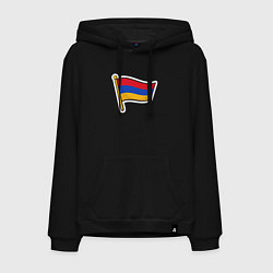Толстовка-худи хлопковая мужская Флаг Армении, цвет: черный