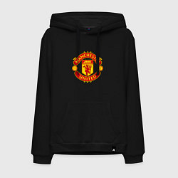 Толстовка-худи хлопковая мужская Манчестер Юнайтед логотип, цвет: черный