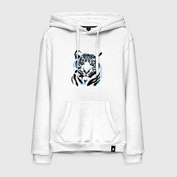 Толстовка-худи хлопковая мужская Line Blue Tiger, цвет: белый