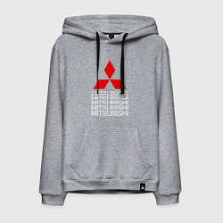 Толстовка-худи хлопковая мужская MITSUBISHI МИЦУБИСИ МИТСУБИСИ МИЦУБИШИ LOGO STYLE, цвет: меланж