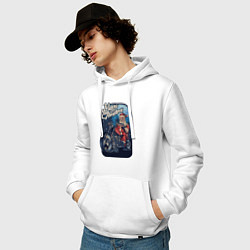 Толстовка-худи хлопковая мужская Santa Biker, цвет: белый — фото 2